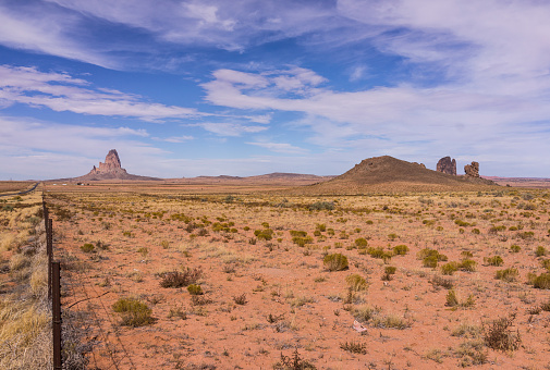 Panoramic Landscape Mittens and Bluffs Monument Valley Tribal Park on Navajo Reservation in Utah and Arizona