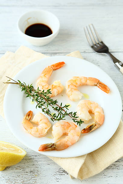 istock Delicious shrimp with thyme and soy sauce 528832213