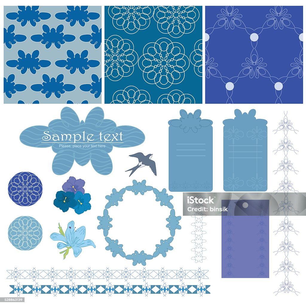 Blue Pattern Collections Blue Patterns Stock Illustration - Download Image Now - Bird, Birthday ...