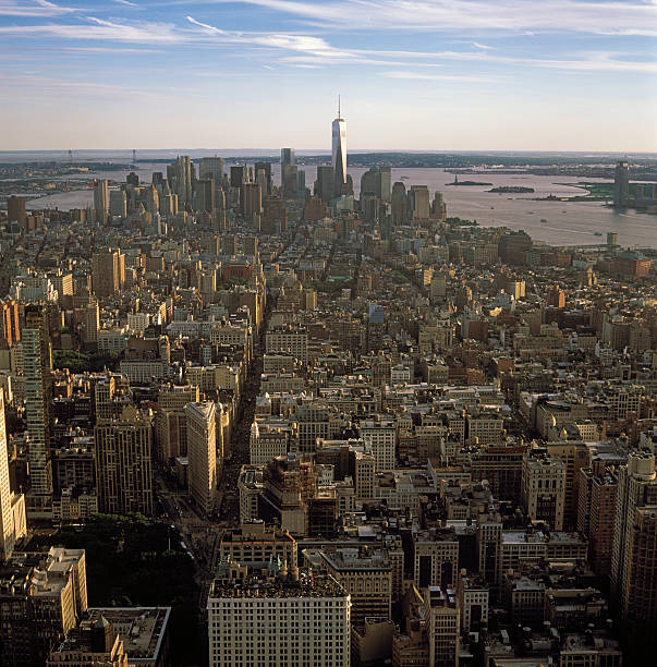 istock Aerial view of NYC at sunset. 528863567