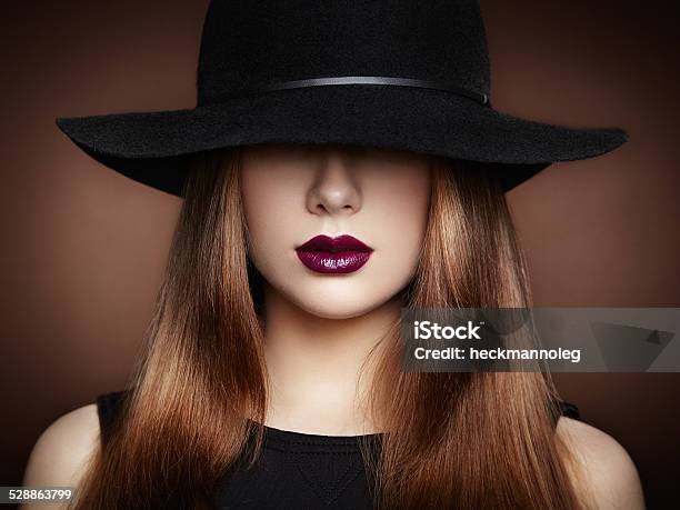 Fashion Photo Of Young Magnificent Woman In Hat Stock Photo - Download Image Now - Activity, Adult, Adults Only