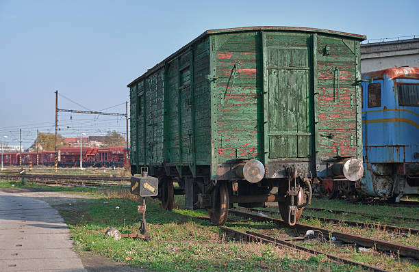 istock Old abandoned  trains at  depot in sunny day 528865677