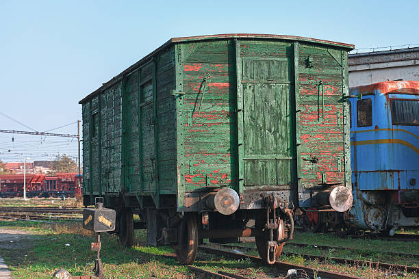 istock Old abandoned  trains at  depot in sunny day 528867071