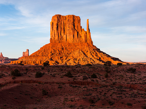 United States. State of Arizona. Monument Valley. West Mitten Butte. Monument Valley is a region of the Colorado Plateau. Its Navajo name, Tsé Biiʼ Ndzisgaii, means \