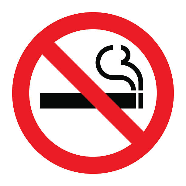 illustrazioni stock, clip art, cartoni animati e icone di tendenza di cartello di divieto di fumo - smoke
