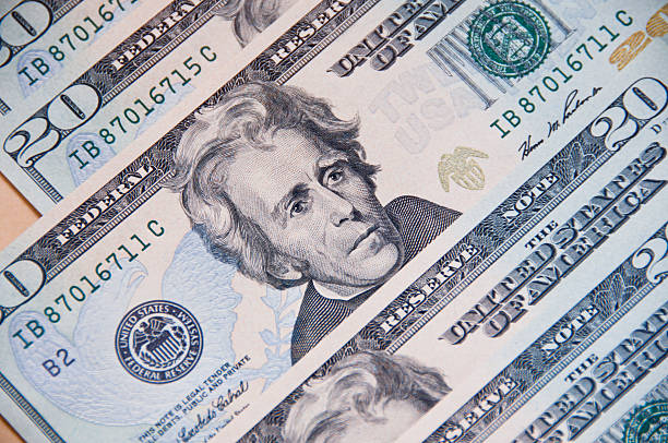 미국 달러, $20 지폐 - twenty dollar bill dollar dollar sign currency 뉴스 사진 이미지