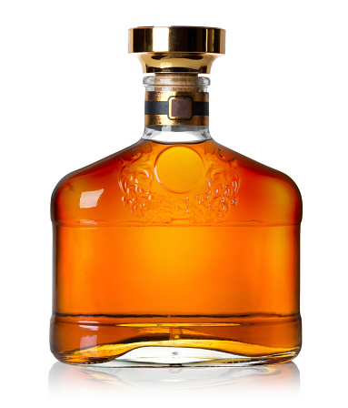 Bottle of cognac isolated on a white background