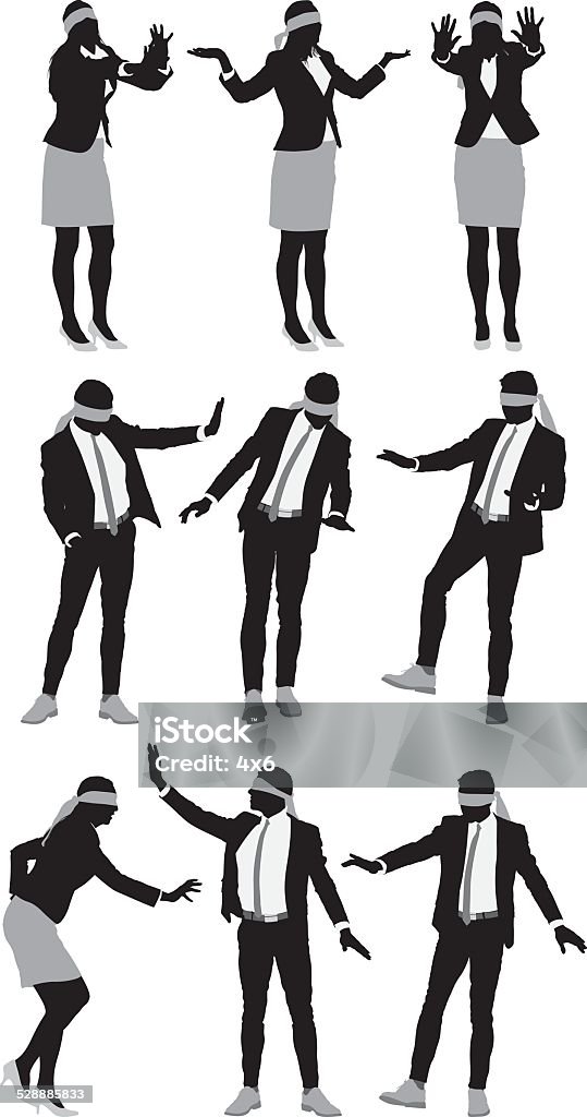 Las personas de negocios en blindfolds - arte vectorial de Adulto libre de derechos