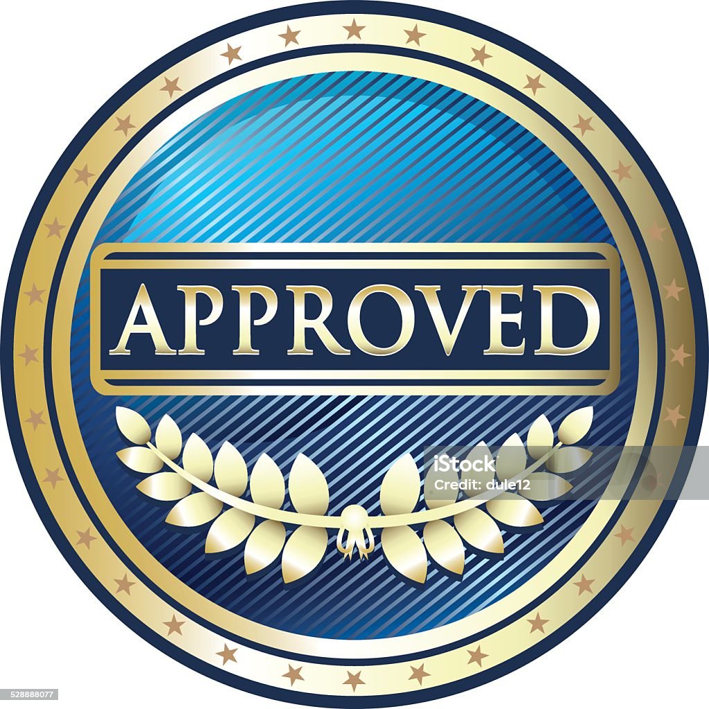Blue Round Tag Approved Blue Label Stock Illustration - Download Image Now - Badge ...
