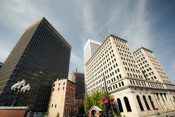 istock Wide-angle view of office buildings in Providence, RI. 528889049