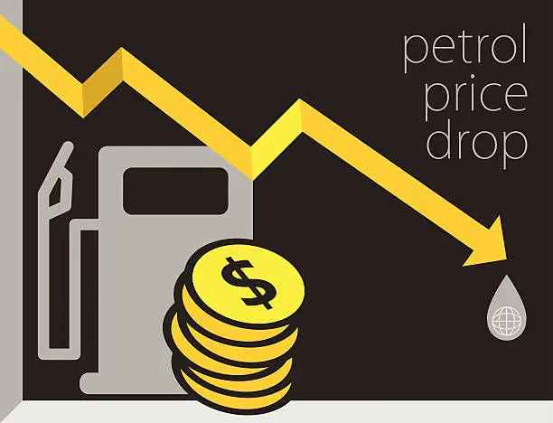 Vector illustration of Petrol price drop