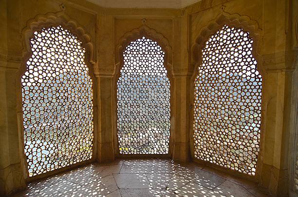 Jaipur, India - Amer Fort (Amber Fort) window with beautiful pattern