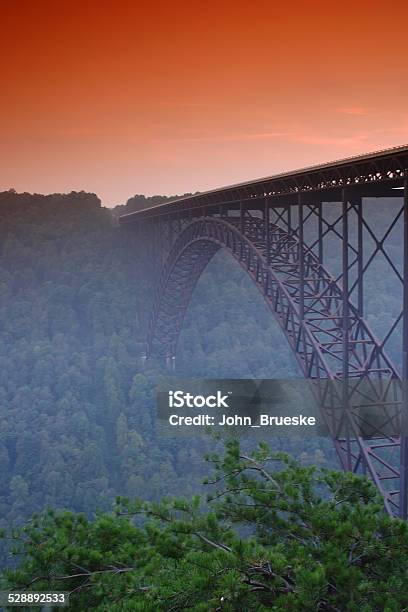 New River Gorge Bridge Sunset Stock Photo - Download Image Now - Famous Place, West Virginia - US State, Transportation