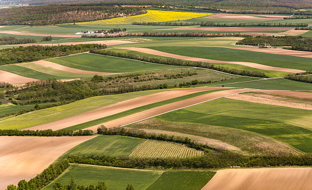 view of agricultural landscape  at vienna aerial view of agricultural landscape  at vienna vienna woods stock pictures, royalty-free photos & images