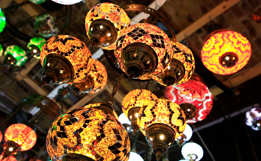 Several lit oriental lanterns