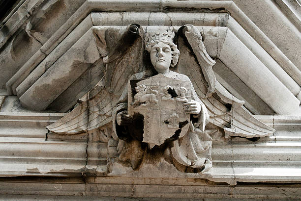 cherub ancient sculpture kylemore church ireland; july 26, 2014; cherub ancient sculpture kylemore church in galway kylemore abbey stock pictures, royalty-free photos & images