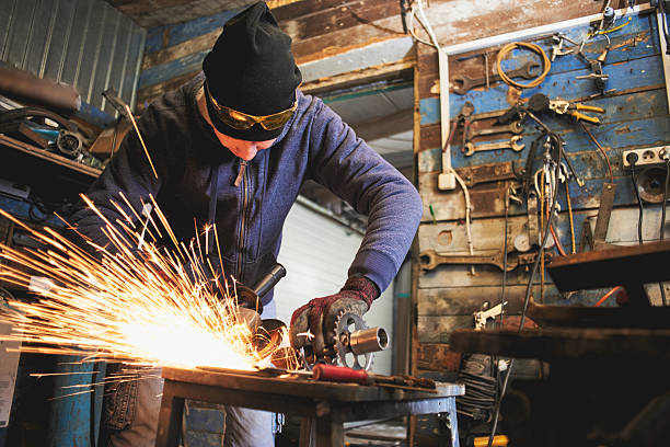 istock The master cuts the part with a chain saw 528902652