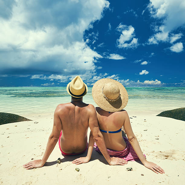 istock Couple on a beach at Seychelles 528904654