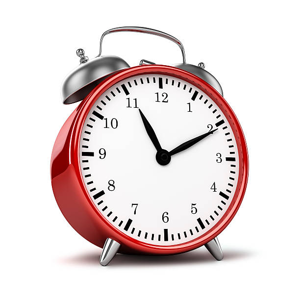 istock Red retro styled classic alarm clock isolated 528905761