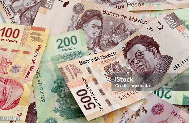 Mexican Peso Bank Notes Background Stock Photo - Download Image Now - Mexican Pesos, Mexico, Currency