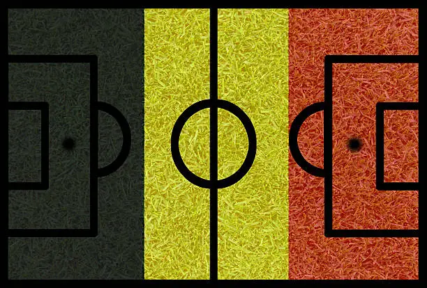 Football field textured by Belgium national flags on euro 2016