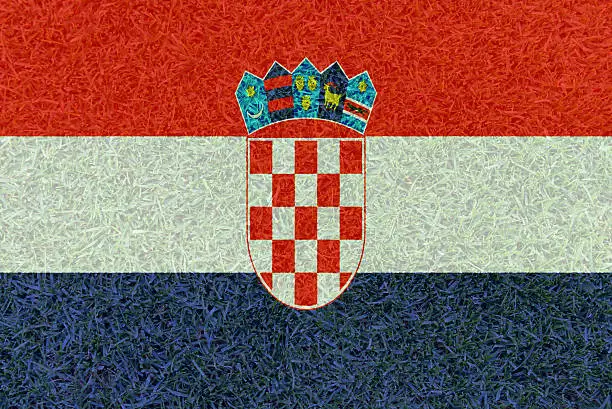 Football field textured by Croatia national flag on euro 2016