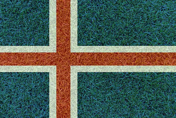Football field textured by Iceland national flag on euro 2016