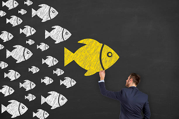 istock Fishes Leadership Concept on Chalkboard 528912136