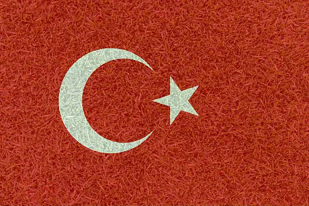 Football field textured by Turkey national flags on euro 2016