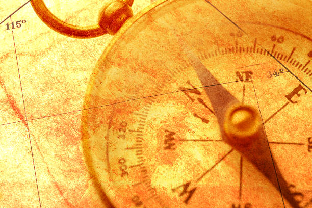 istock Multiple Exposure Of Compass And Antique Map 528912516