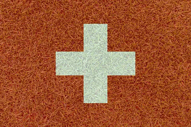 Football field textured by Switzerland national flag on euro 2016