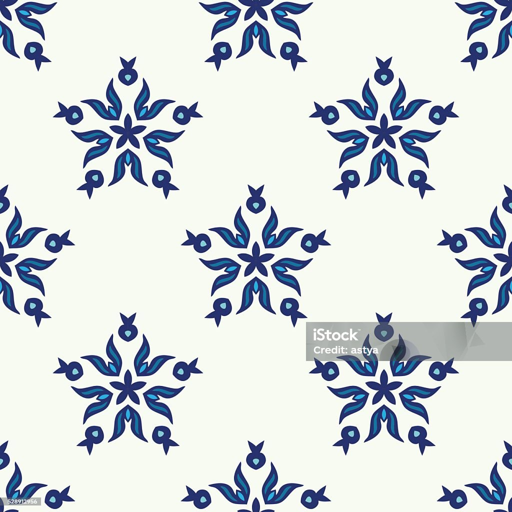 Seamless blue star winter pattern Seamless abstract tiled pattern snowflakes blue and white vector Abstract stock vector