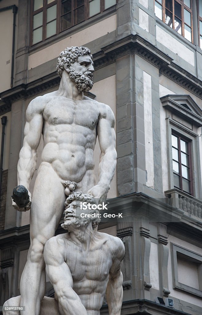 statue in Florence, Italy statue of hercules and persimmon, piazza della signoria Architecture Stock Photo