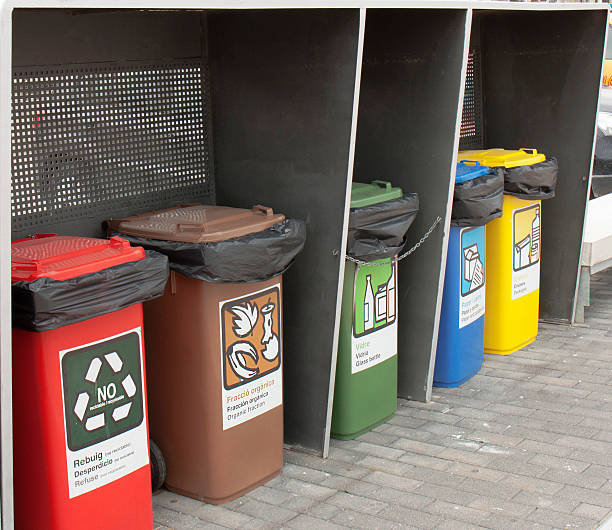 istock Different Colored Bins For Collection Of Recycle Materials 528919648
