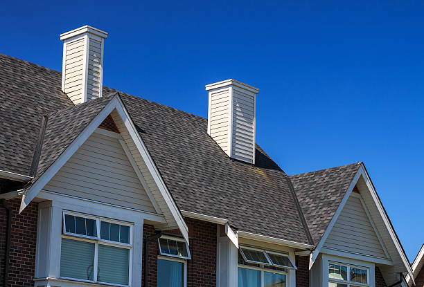 Modern Building Modern residential building against blue sky in North America. house residential structure roof rooftiles stock pictures, royalty-free photos & images