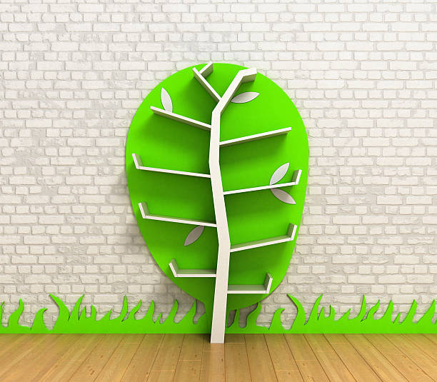 istock shelves in the form of tree against a white brick 528920818