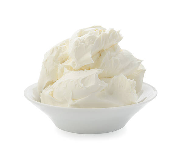 Mascarpone cheese with clipping path. stock photo