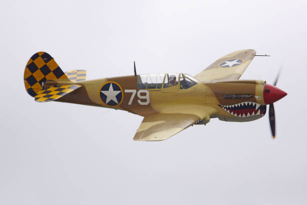 flugzeug p-40 warhawk vintage flugzeuge zweiten - kittyhawk stock-fotos und bilder