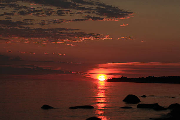 istock sunset on the lake red summer landscape 528930523