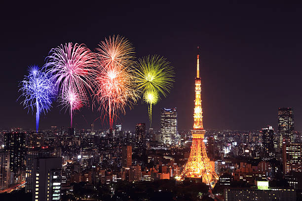 istock Fireworks celebrating over Tokyo cityscape at night 528932653