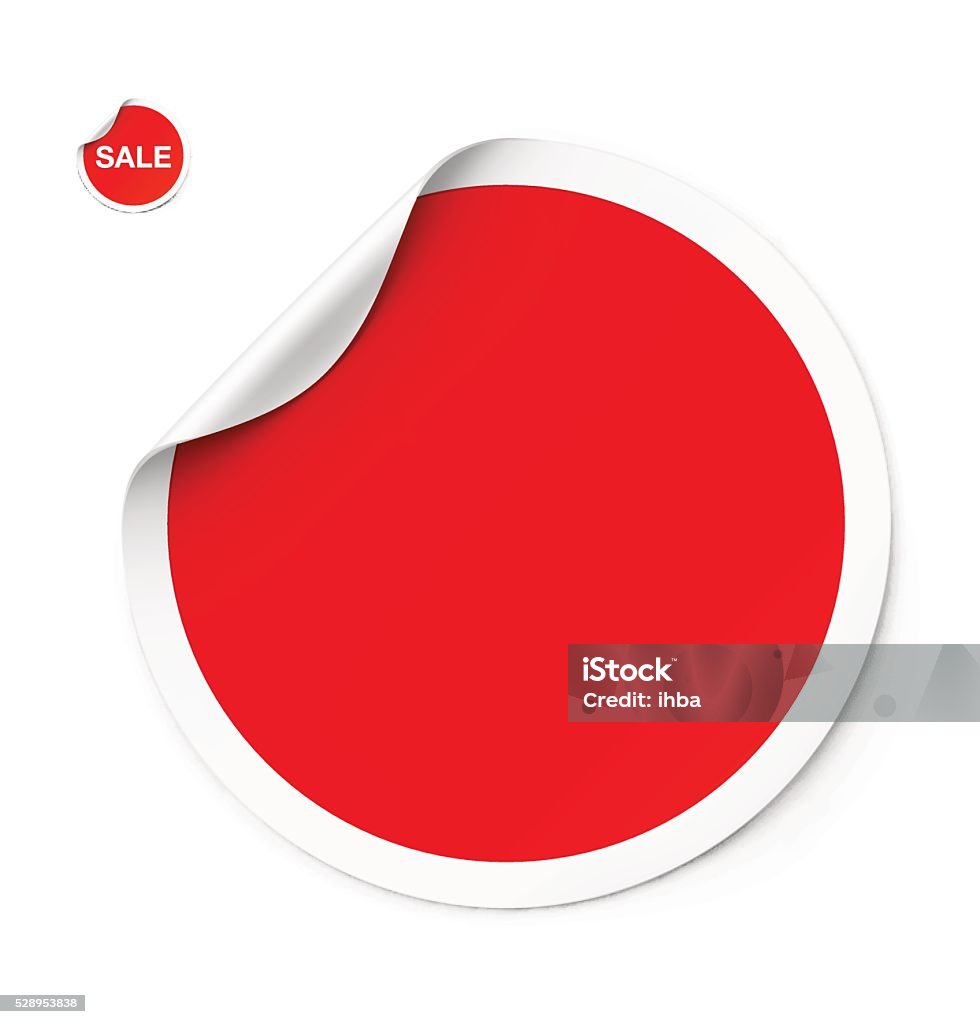 Red sticker with curled corner. Vector illustration Red round sticker with realistic shadow transparent. It can be used as an element for design Price Tag stock vector