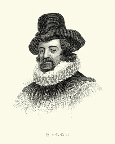 Vintage engraving of Francis Bacon 1561 to 1626 was an English philosopher, statesman, scientist, jurist, orator, and author. He served both as Attorney General and as Lord Chancellor of England.  After his death, he remained extremely influential through his works, especially as philosophical advocate and practitioner of the scientific method during the scientific revolution.
