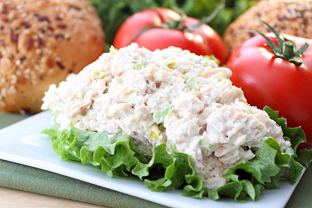 Chicken salad Chicken salad ready for sandwich. seafood salad stock pictures, royalty-free photos & images