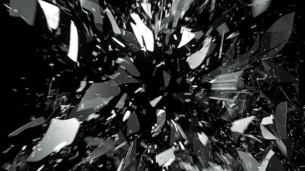 istock Destructed or demolished glass on black with motion blur 528954937