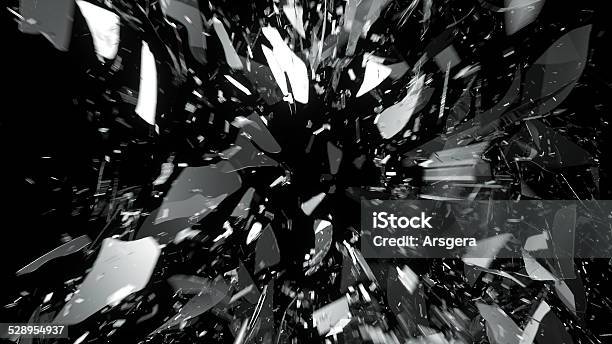 Destructed Or Demolished Glass On Black With Motion Blur Stock Photo - Download Image Now