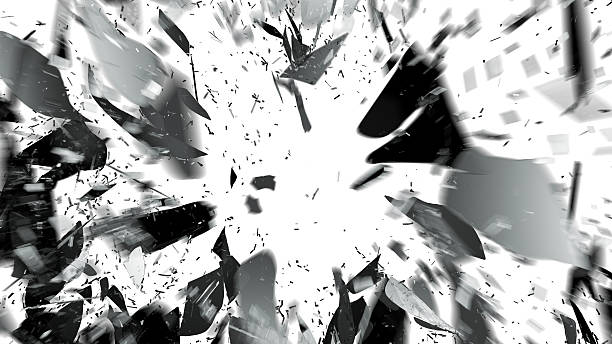 istock Destructed and broken glass with motion blur on white 528954967
