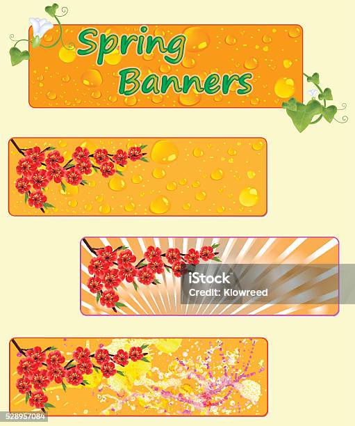 Three Spring Banners With Spring Flowers Stock Illustration - Download ...