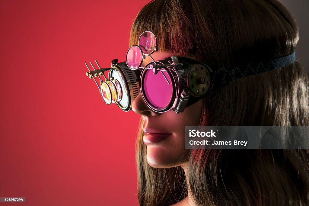 Cybernetic Vision Girl Cybernetic vision. Futuristic Stock Photo