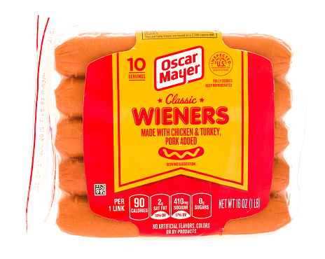 Winneconni, WI, USA - 17  June 2015:  Packge of Oscar Mayer classic wieners dogs.