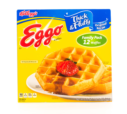  Winneconne, WI, USA - 23 June 2015:  Package of Eggo waffles in thick and fluffy style.